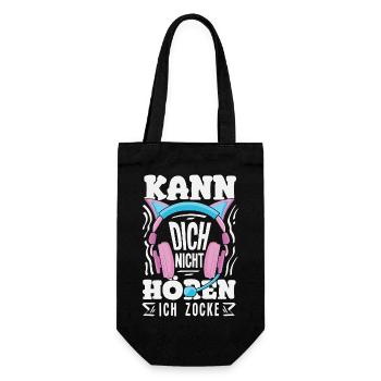 Kann Dich Nicht Hören Ich Zocke Gamer Girl - Geschenkbeutel für Flaschen - Schwarz - Vorne