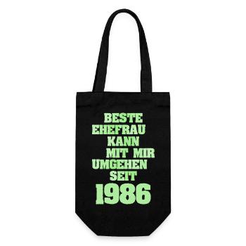 Ehefrau 1986 - Geschenkbeutel für Flaschen - Schwarz - Vorne