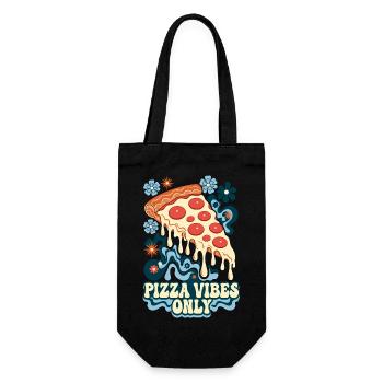 Pizza Vibes Only Retro Pizza - Geschenkbeutel für Flaschen - Schwarz - Vorne
