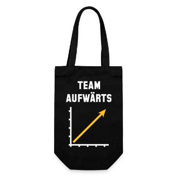 Team Aufwärts (Erfolg / Fortschritt / NEG Gold 2C) - Geschenkbeutel für Flaschen - Schwarz - Vorne