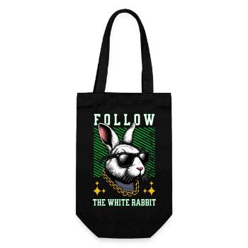 FOLLOW THE WHITE RABBIT - Geschenkbeutel für Flaschen - Schwarz - Vorne