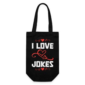 Ich liebe Witze Herzdesign - Geschenkbeutel für Flaschen - Schwarz - Vorne