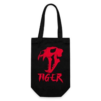 Tigerschädel (Rot) - Geschenkbeutel für Flaschen - Schwarz - Vorne