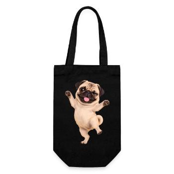Mops Hund süßer Mops niedlicher Mops - Geschenkbeutel für Flaschen - Schwarz - Vorne