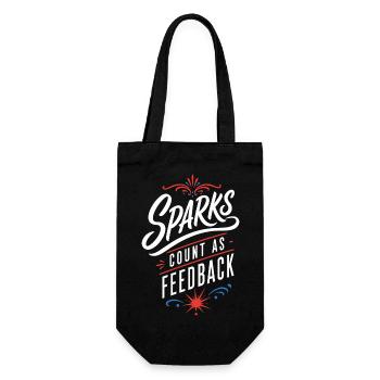Schweißerhumor – Sparks Count as Feedback - Geschenkbeutel für Flaschen - Schwarz - Vorne
