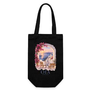 Oia Griechenland Vintage-Sommer-Charme - Geschenkbeutel für Flaschen - Schwarz - Vorne