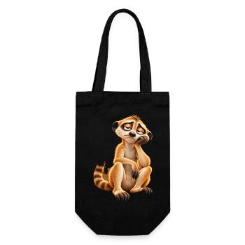 Müdes Cartoon-Erdmännchen - Geschenkbeutel für Flaschen - Schwarz - Vorne