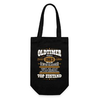 Oldtimer Baujahr 1983 Jahrgang Geburtstag Geschenk - Geschenkbeutel für Flaschen - Schwarz - Vorne