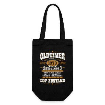 Oldtimer Baujahr 1973 Jahrgang Geburtstag Geschenk - Geschenkbeutel für Flaschen - Schwarz - Vorne
