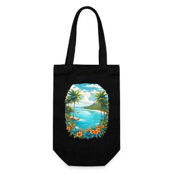 Karibik Insel - Geschenkbeutel für Flaschen - Schwarz - Vorne