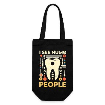 Lustiges Zahnarzt Geschenk - I See Numb People - Geschenkbeutel für Flaschen - Schwarz - Vorne