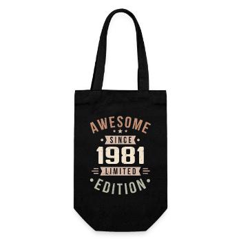 Original 1981 Jahrgang Vintage Geburtstag 1981 - Geschenkbeutel für Flaschen - Schwarz - Vorne