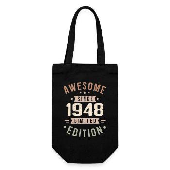 Original 1948 Jahrgang Vintage Geburtstag 1948 - Geschenkbeutel für Flaschen - Schwarz - Vorne