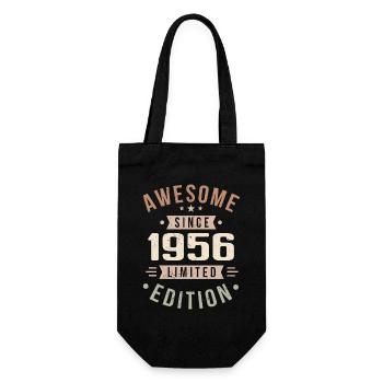 Original 1956 Jahrgang Vintage Geburtstag 1956 - Geschenkbeutel für Flaschen - Schwarz - Vorne