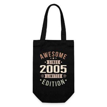 Original 2005 Vintage Vintage Birthday 2005 - Gift Bag for Bottles - black - Front