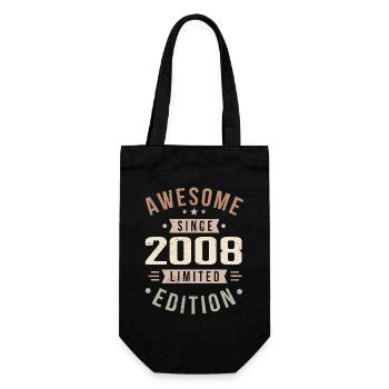 Original 2008 Jahrgang Vintage Geburtstag 2008 - Geschenkbeutel für Flaschen - Schwarz - Vorne