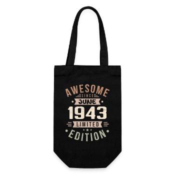 June 1943 Birthday June 1943 Gift June 1943 - Gift Bag for Bottles - black - Front