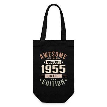 August 1955 Geburtstag im August 1955 Vintage 1955 - Geschenkbeutel für Flaschen - Schwarz - Vorne