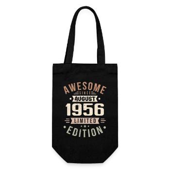 August 1956 Geburtstag im August 1956 Vintage 1956 - Geschenkbeutel für Flaschen - Schwarz - Vorne