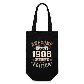 August 1986 Geburtstag im August 1986 Vintage 1986 - Geschenkbeutel für Flaschen - Schwarz - Vorne