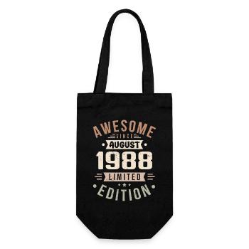 August 1988 Geburtstag im August 1988 Vintage 1988 - Geschenkbeutel für Flaschen - Schwarz - Vorne