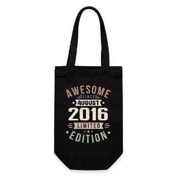 August 2016 Birthday in August 2016 Vintage 2016 - Gift Bag for Bottles - black - Front
