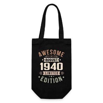August 1940 Geburtstag im August 1940 Vintage 1940 - Geschenkbeutel für Flaschen - Schwarz - Vorne