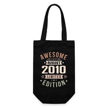 August 2010 Geburtstag im August 2010 Vintage 2010 - Geschenkbeutel für Flaschen - Schwarz - Vorne