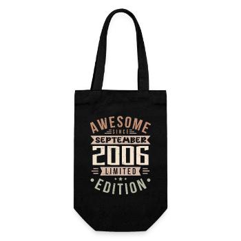 2006 Septembre Anniversaire Né en septembre 2006 - Sac à bouteille - noir - Devant