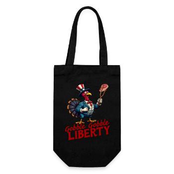 Gobble Gobble Liberty - Geschenkbeutel für Flaschen - Schwarz - Vorne
