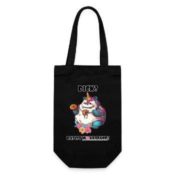 Spruch Wohlstand Einhorn Übergewicht Lustig Cool - Geschenkbeutel für Flaschen - Schwarz - Vorne