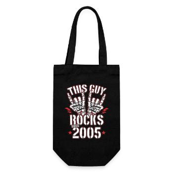 This guy has been rocking since 2005 vintage birthday - Gift Bag for Bottles - black - Front