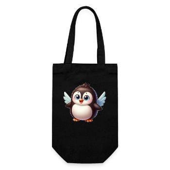 Süßer Pinguin Engel Cartoon Blaue Augen - Geschenkbeutel für Flaschen - Schwarz - Vorne