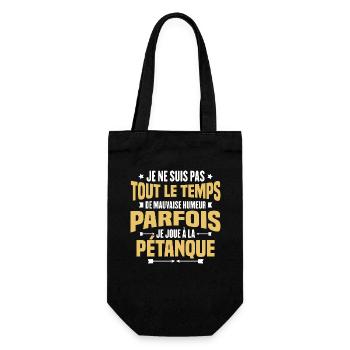Parfois je joue à la pétanque / Humour pétanque - Sac à bouteille - noir - Devant