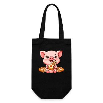 Funny pig on farm pizza pizza lover - Gift Bag for Bottles - black - Front