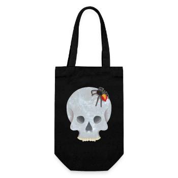 Schädel mit Spinne - Geschenkbeutel für Flaschen - Schwarz - Vorne
