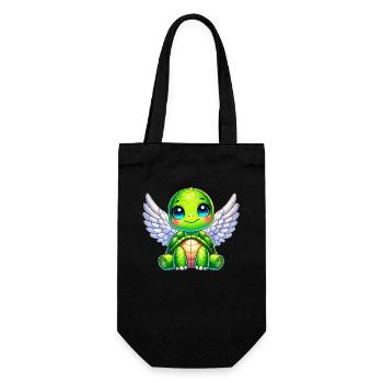 Mignon tortue ange ailes dessin animé design - Sac à bouteille - noir - Devant