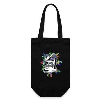 Labor Bio Chemie Mikroskop Laboratory - Geschenkbeutel für Flaschen - Schwarz - Vorne