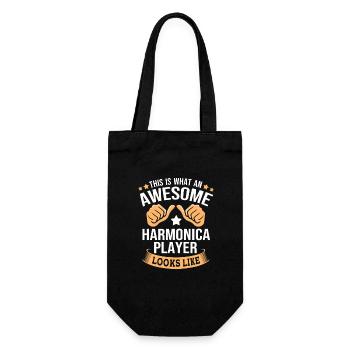 Mundharmonika Volksmusik Volksfest - Geschenkbeutel für Flaschen - Schwarz - Vorne