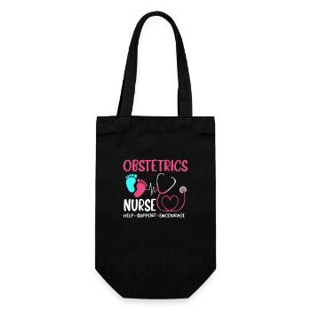 Obgyn Frauenheilkunde Geburtshilfe Hebamme - Geschenkbeutel für Flaschen - Schwarz - Vorne