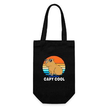 Capybara Capibara - Geschenkbeutel für Flaschen - Schwarz - Vorne