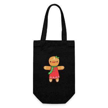 Gingerbread Christmas Gingerbread Man - Gift Bag for Bottles - black - Front