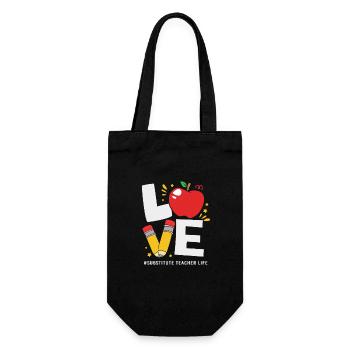 Ersatzlehrerin Vertretungslehrer Aushilfslehrer - Geschenkbeutel für Flaschen - Schwarz - Vorne
