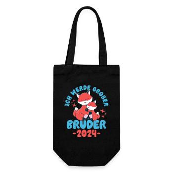 Großer Bruder 2024 Junge Geschwister Geburt - Geschenkbeutel für Flaschen - Schwarz - Vorne
