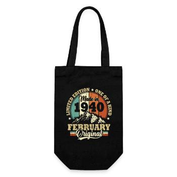 Geburtstagsgeschenk Februar 1940 Vintage Retro - Geschenkbeutel für Flaschen - Schwarz - Vorne