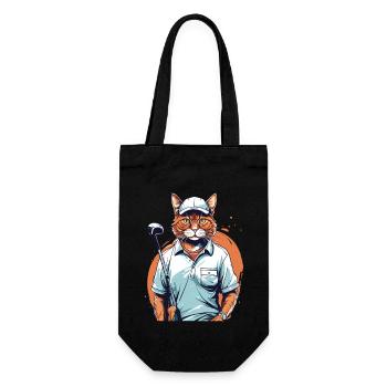Golf Cat Handball Player Streetwear Design - Gift Bag for Bottles - black - Front