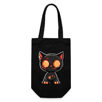 Katze Halloween Lustig Comic - Geschenkbeutel für Flaschen - Schwarz - Vorne