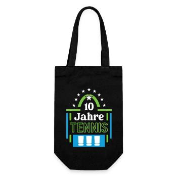 Tennis Jubiläum 10 Jahre Trainer Spieler Verein - Geschenkbeutel für Flaschen - Schwarz - Vorne