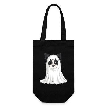Border Collie Hund Halloween Comic Geist - Geschenkbeutel für Flaschen - Schwarz - Vorne