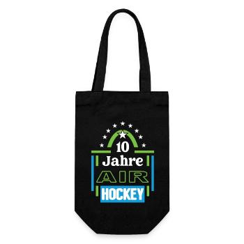Air Hockey Jubiläum 10 Jahre Trainer Spieler Jubi - Geschenkbeutel für Flaschen - Schwarz - Vorne